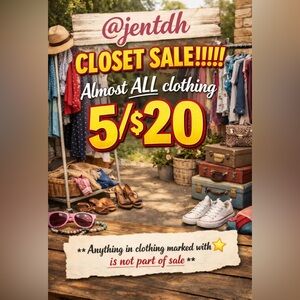 CLOSET SALE!!! Clothing 5/$20 !!!! (Anything with a 🌟 is excluded)